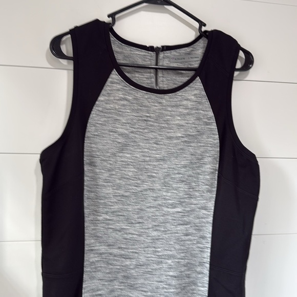 Athleta Black Heathered Gray Two Tone CityScape Ponte Knit Sheath Dress Large - Picture 3 of 9